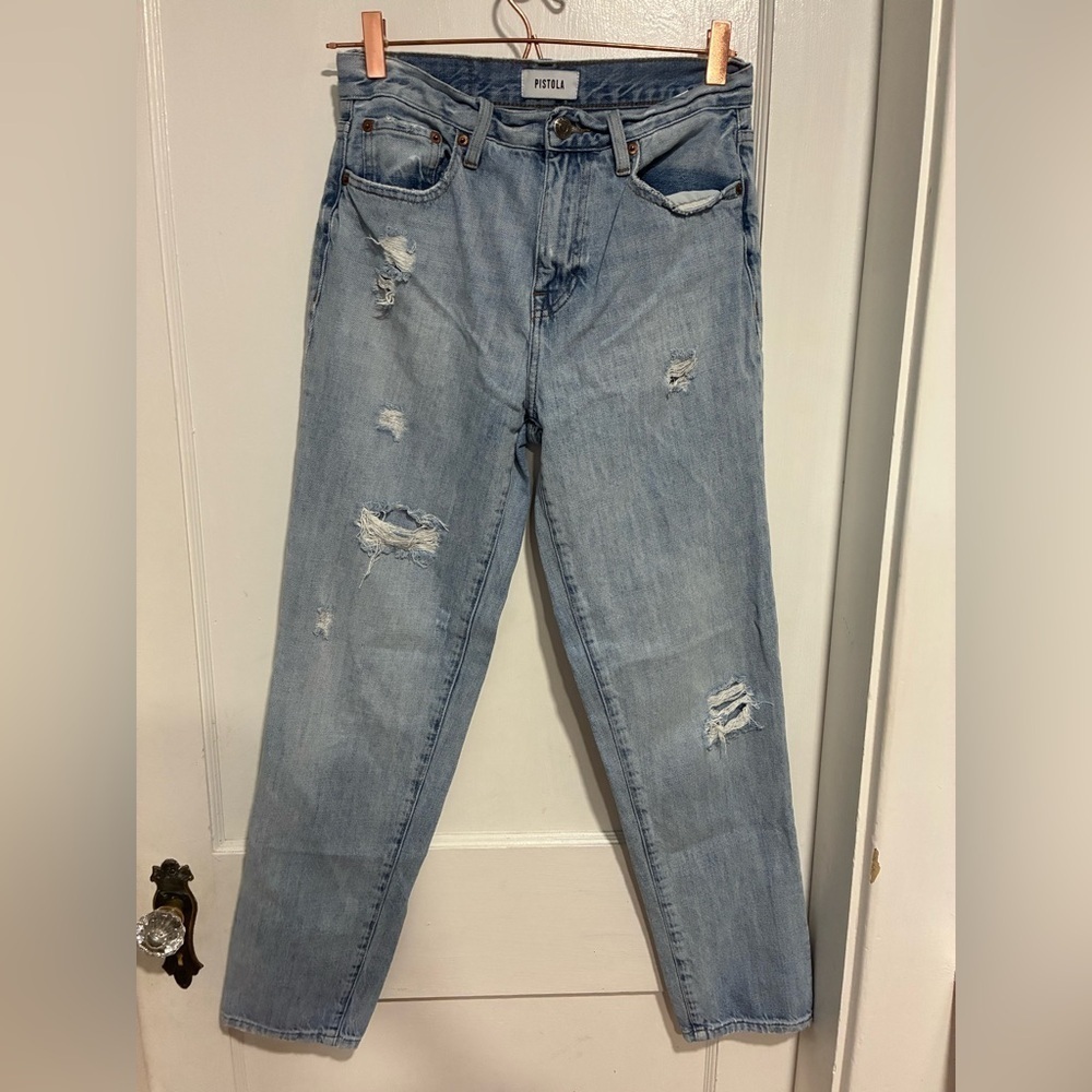 Pistola Light Blue Distressed Denim Jeans Size 26